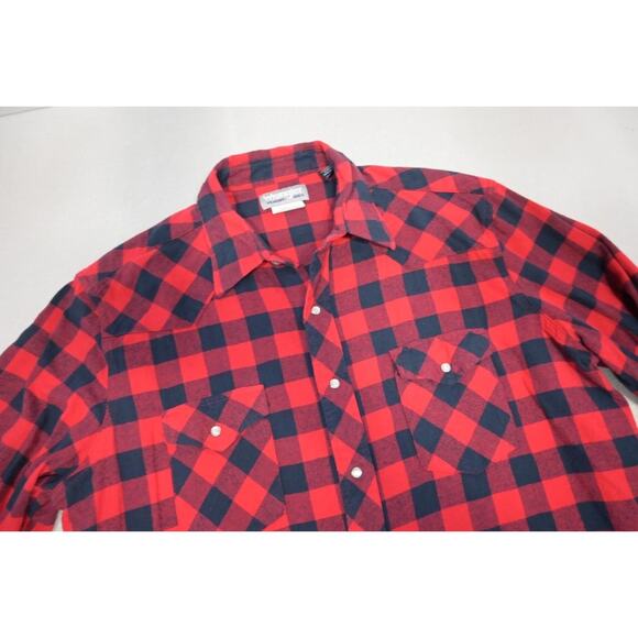 Wrangler Western Flannel Pearl Snaps Plaid Cowboy Shirt Long Sleeve Mens XLT - Picture 6 of 8